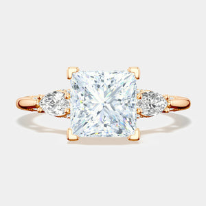 Princess 3-Stone 18k Rose Gold Engagement Ring - 2685