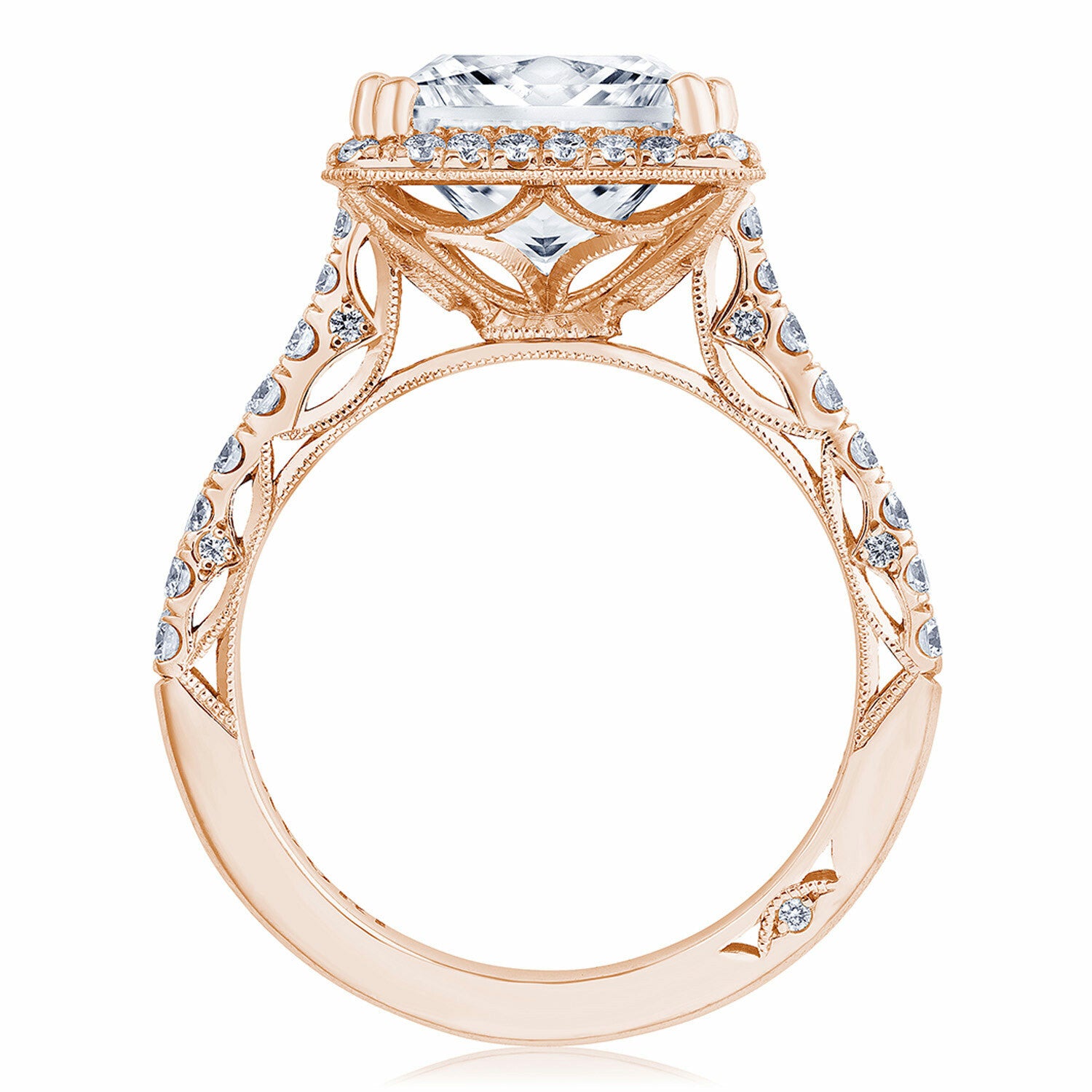 Princess Halo 18K Rose Gold Engagement Ring - 269122