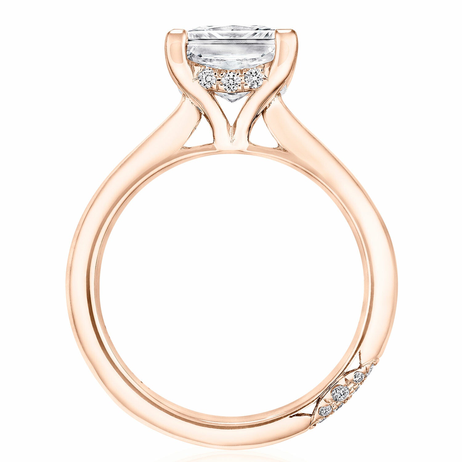 Princess Solitaire 18K Rose Gold Engagement Ring - HT2671