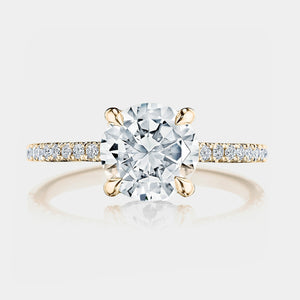 Round Pavé 18K Rose Gold Engagement Ring - 267015