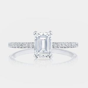 Emerald Pavé 18K White Gold Engagement Ring - 267015