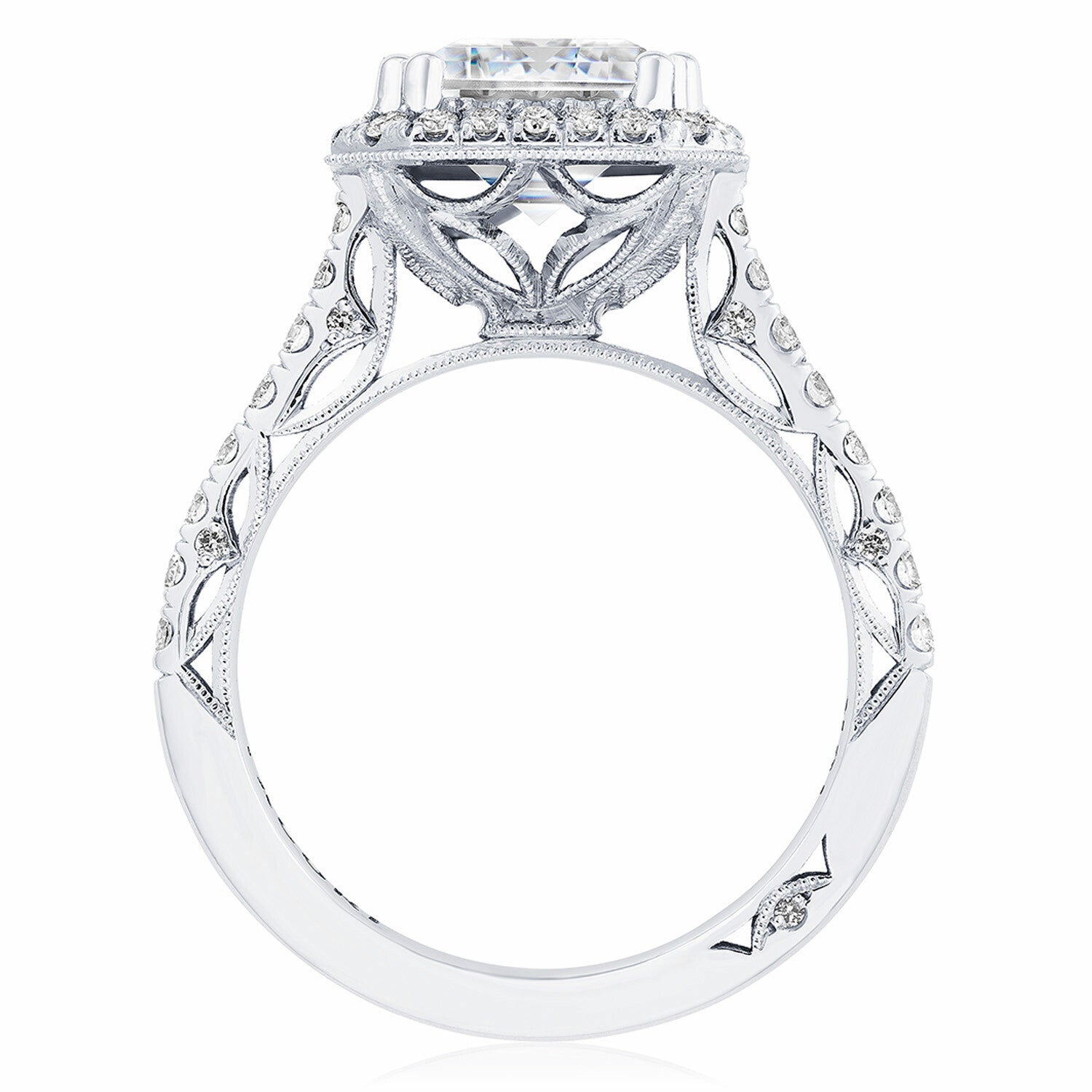 Emerald Halo 18K White Gold Engagement Ring - 269122