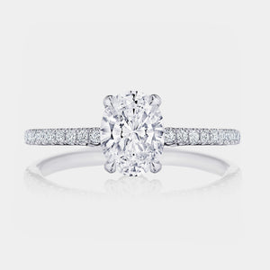 Oval Pavé 18K White Gold Engagement Ring - 267015