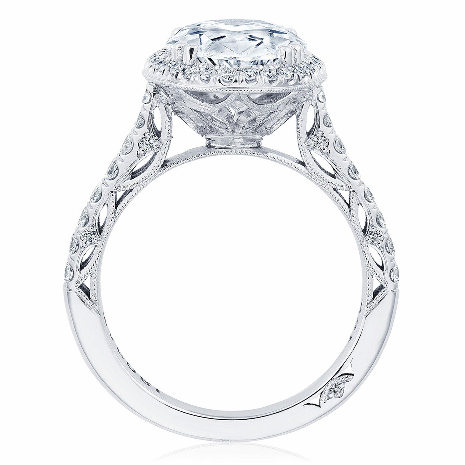 Oval Halo 18K White Gold Engagement Ring - 269122