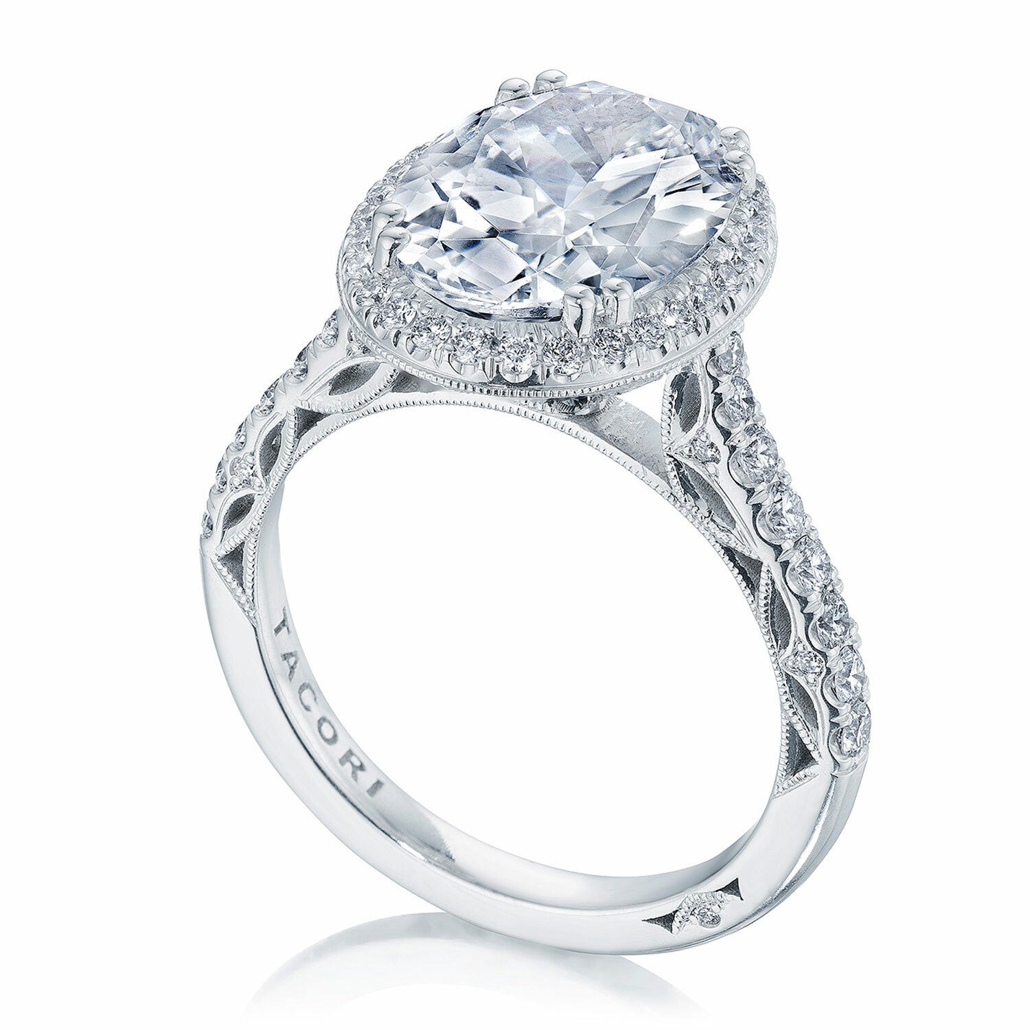 Oval Halo 18K White Gold Engagement Ring - 269122