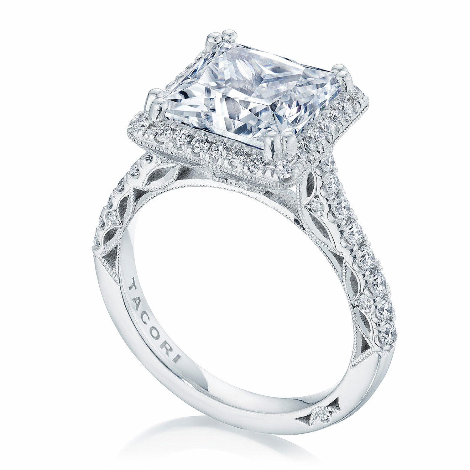 Princess Halo 18K White Gold Engagement Ring - 269122