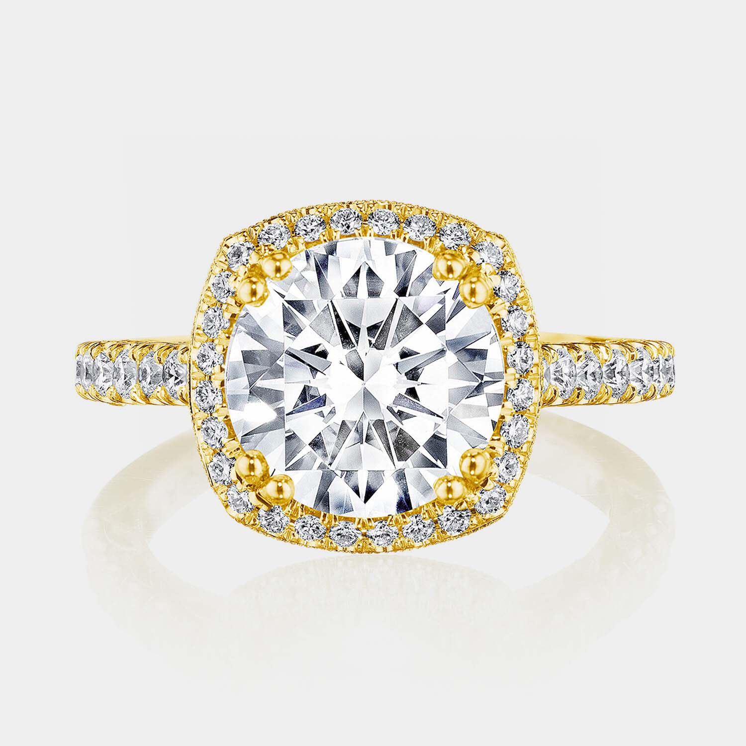 Cushion Halo 18K Yellow Gold Engagement Ring - 269122