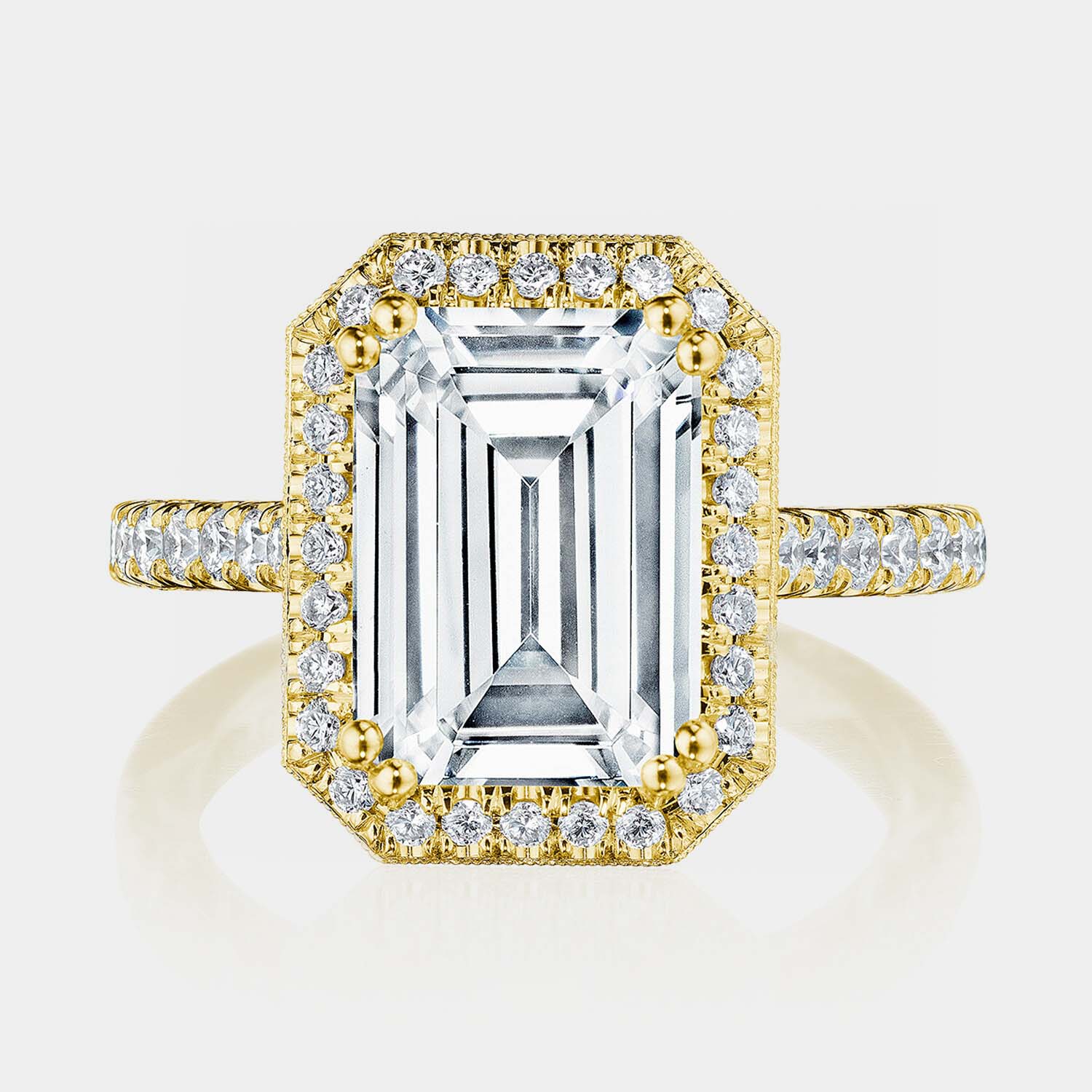 Emerald Halo 18K Yellow Gold Engagement Ring - 269122