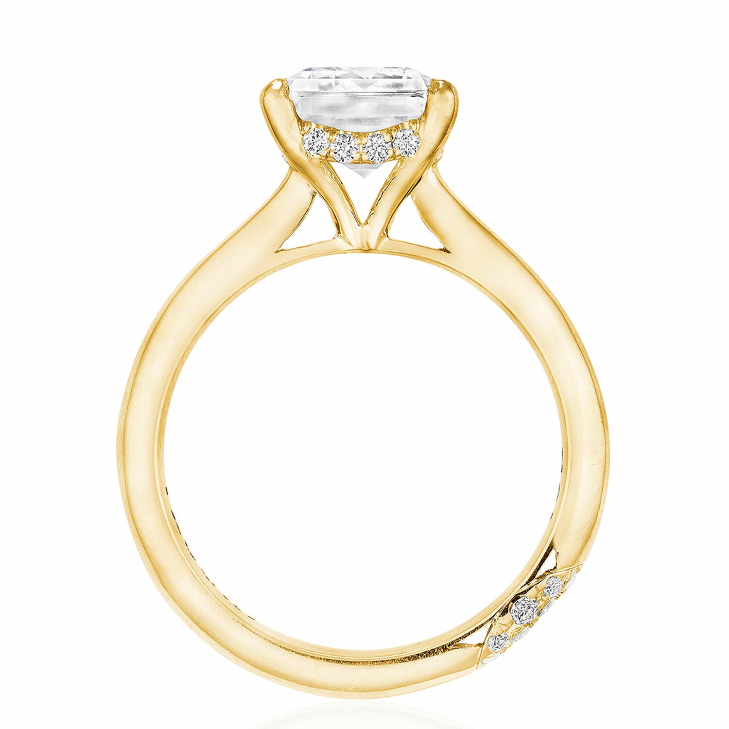 Emerald Solitaire 18K Yellow Gold Engagement Ring - HT2671