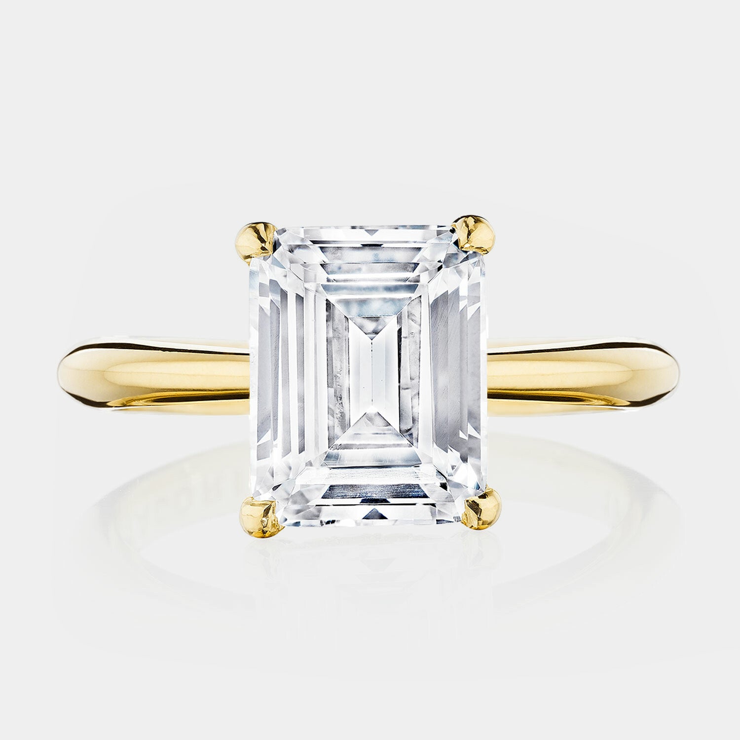 Emerald Solitaire 18K Yellow Gold Engagement Ring - HT2671