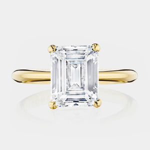 Emerald Solitaire 18K Yellow Gold Engagement Ring - HT2671