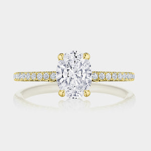 Oval Pavé 18K Yellow Gold Engagement Ring - 267015