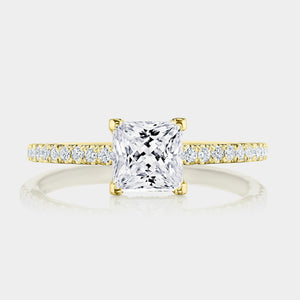 Princess Pavé 18K Yellow Gold Engagement Ring - 267015