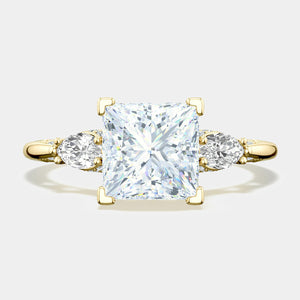 Princess 3-Stone 18k Yellow Gold Engagement Ring - 2685