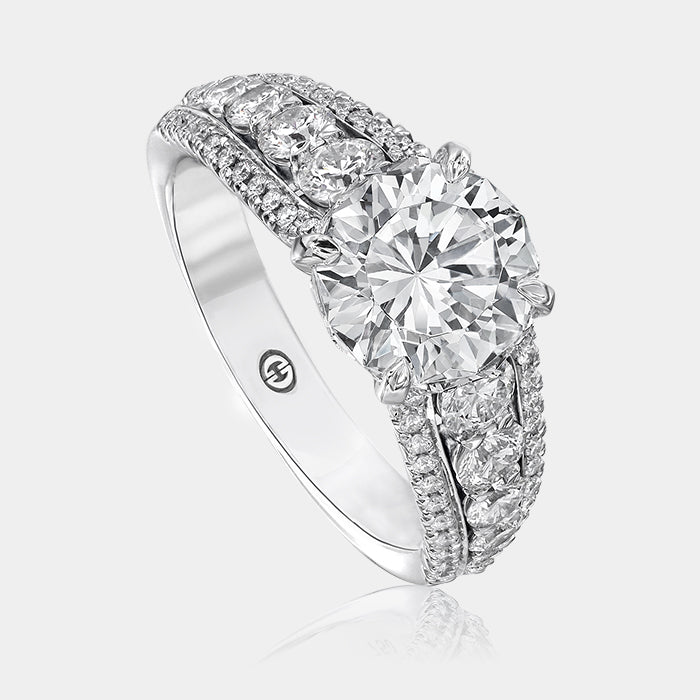 Crisscut Round Diamond Ring 18k White Gold - 653