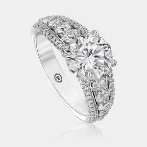 Crisscut Round Diamond Ring 18k White Gold - 653