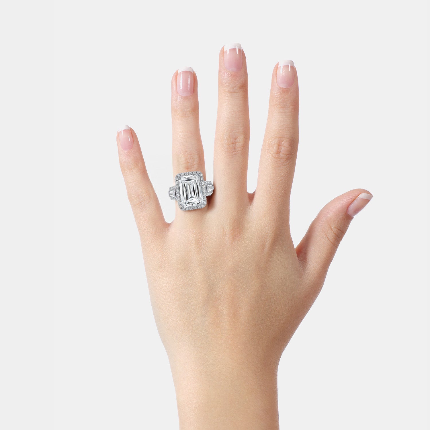 Crisscut Emerald Diamond Engagement Ring 18k White Gold - 656R