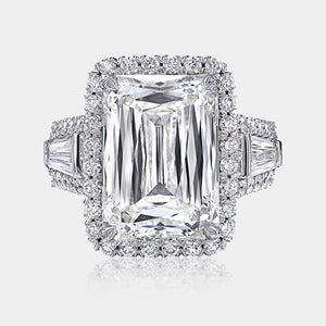 Crisscut Emerald Diamond Engagement Ring 18k White Gold - 656R