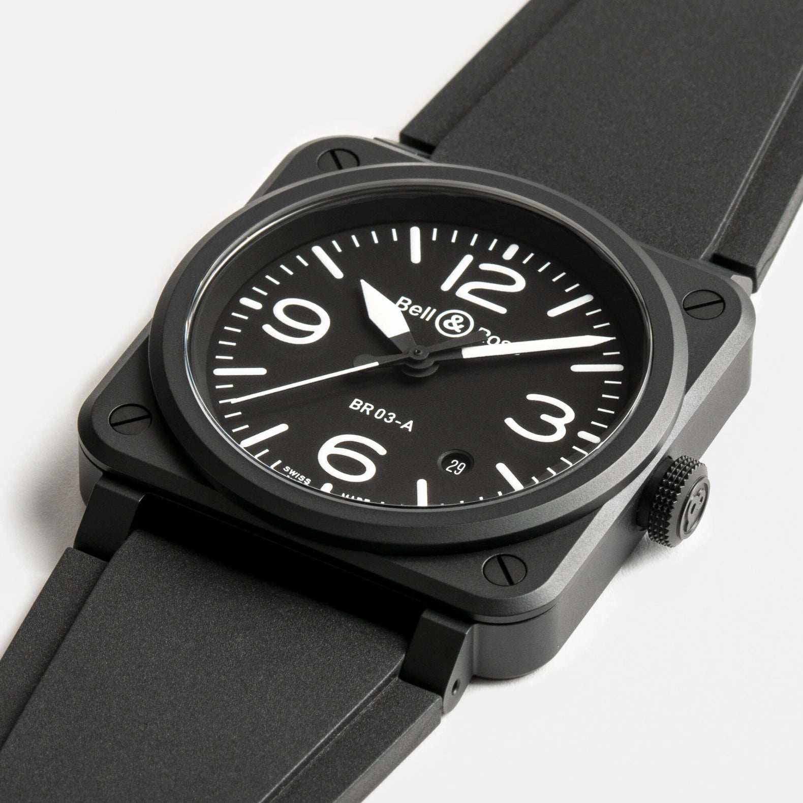 BR-03 Black Matte 41mm - Black Dial on Strap