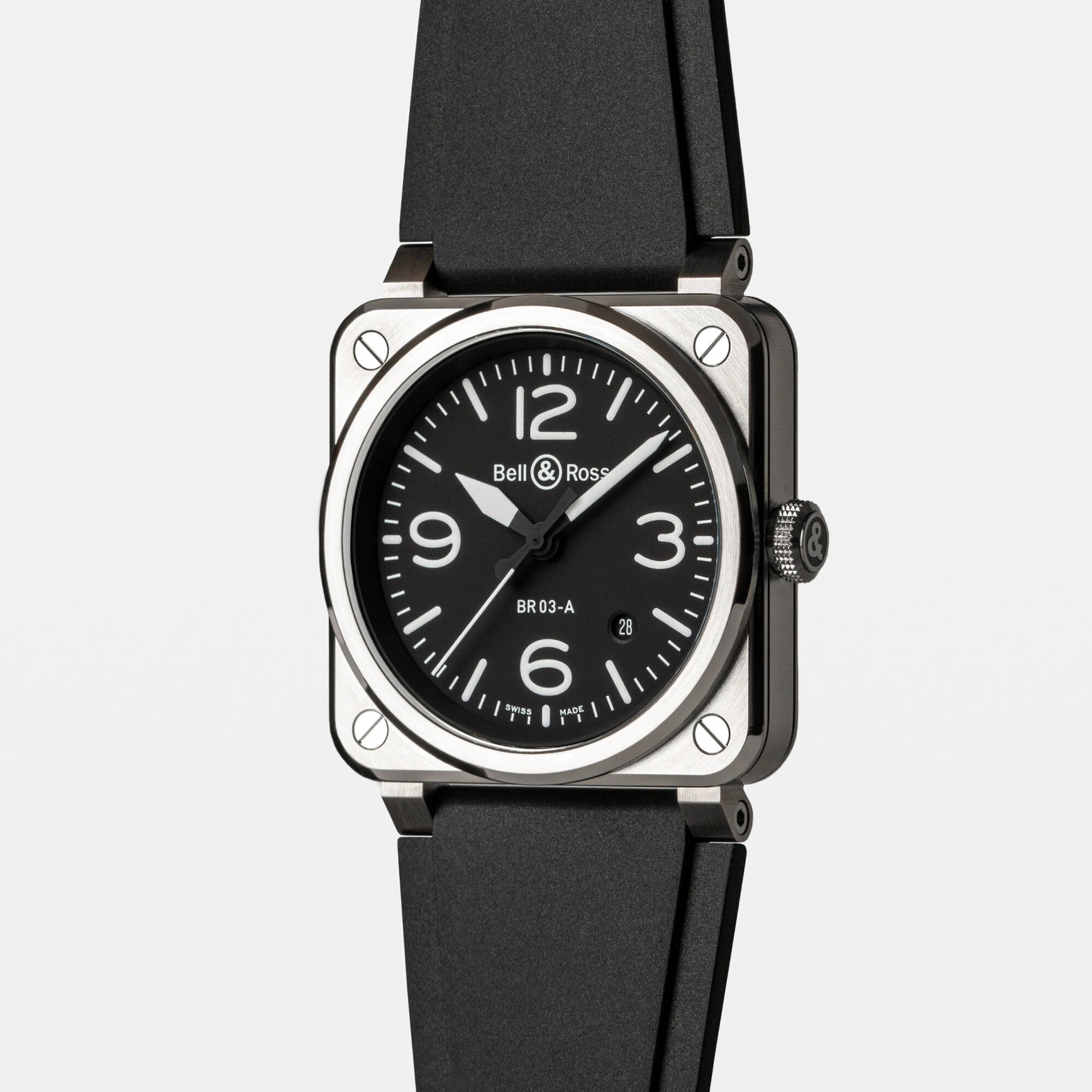 BR-03 Black Steel 41mm - Black Dial on Strap