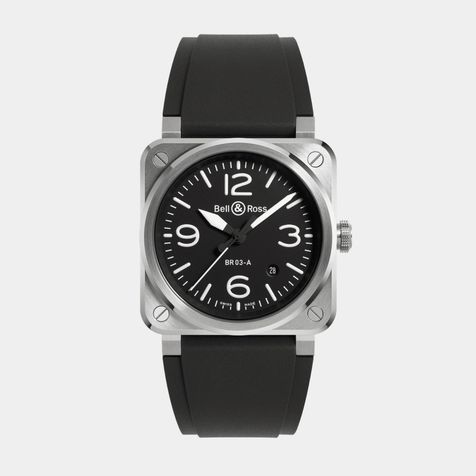 BR-03 Black Steel 41mm - Black Dial on Strap