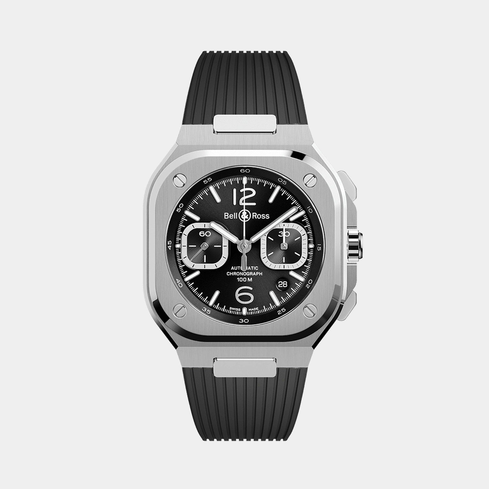 BR-05 Chrono Black Steel 42mm - Rubber Strap