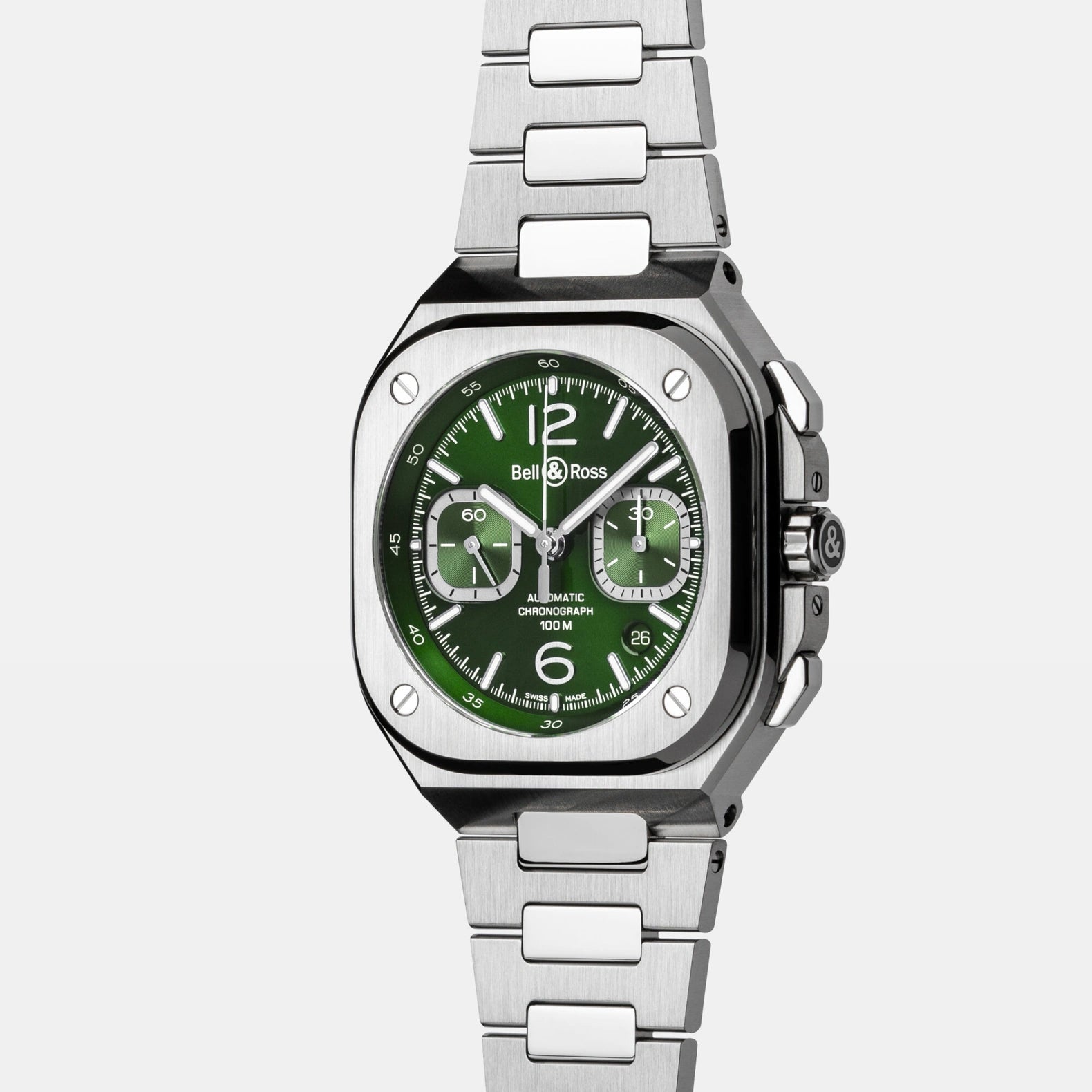 BR-05 Chrono Green Steel 42mm - Green Dial on Bracelet