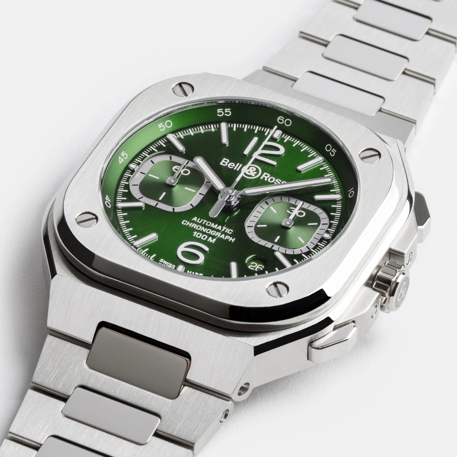 BR-05 Chrono Green Steel 42mm - Green Dial on Bracelet