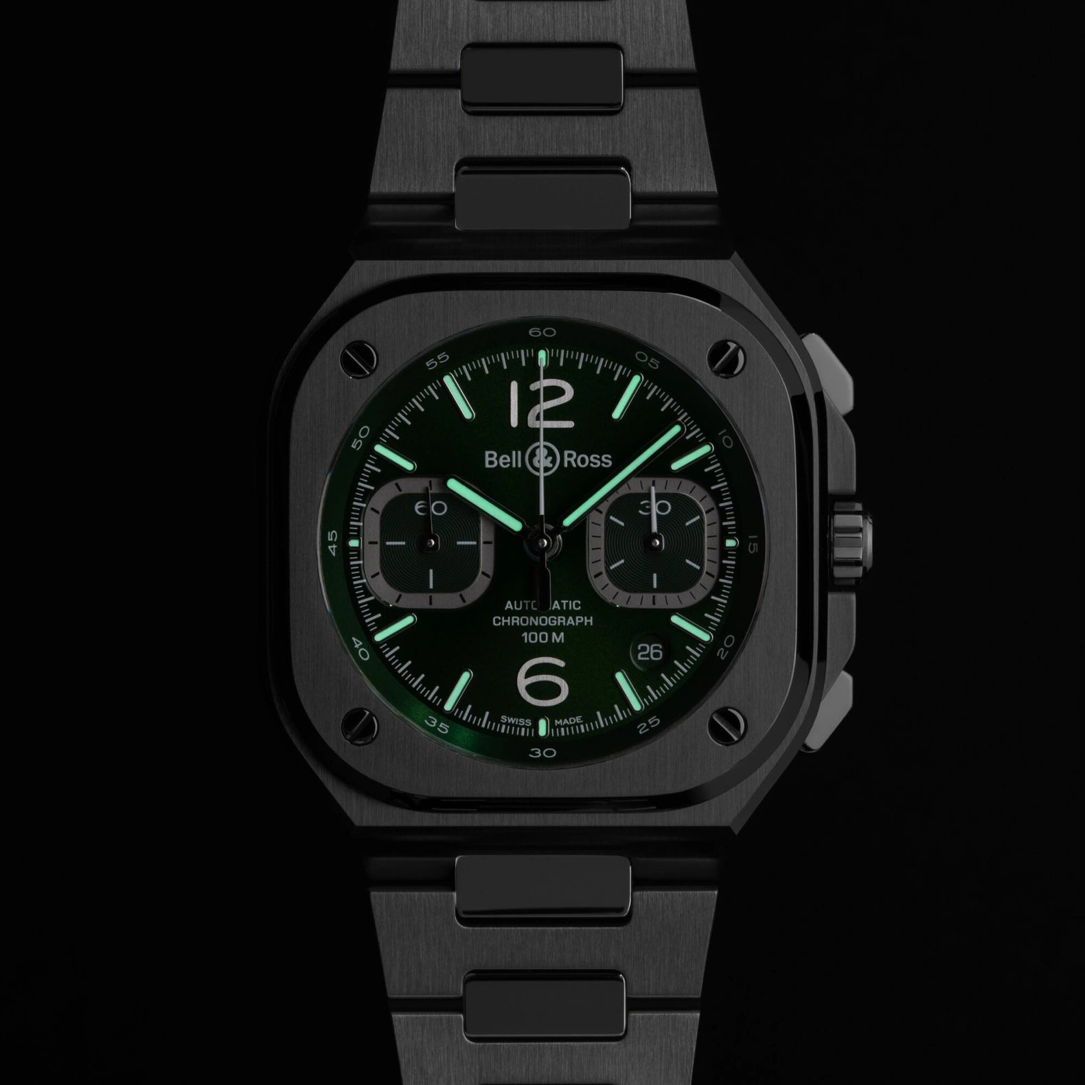 BR-05 Chrono Green Steel 42mm - Green Dial on Bracelet