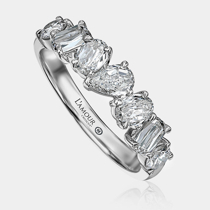 Multi-Shape Diamond Wedding Ring 14k White Gold