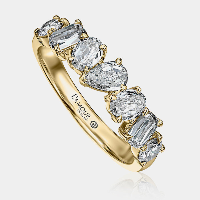 Multi-Shape Diamond Wedding Ring 18k Yellow Gold