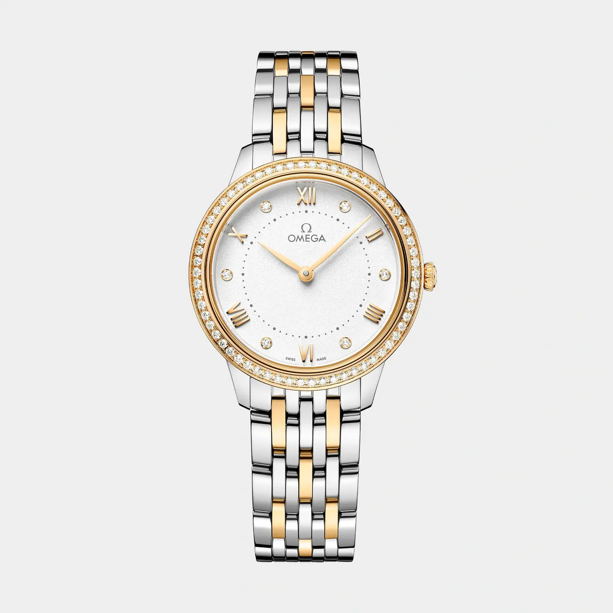 OMEGA De Ville クォーツ 腕時計 コンビカラー OMEGA | De Ville Prestige Two-Tone 30mm - White Diamond Dial and Bezel