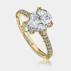 Crisscut Pear Diamond Engagement Ring 18k Yellow Gold - G52EN2