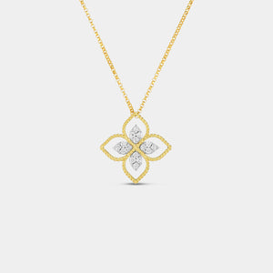 Gold Principessa Large Diamond Flower Necklace Yellow Gold