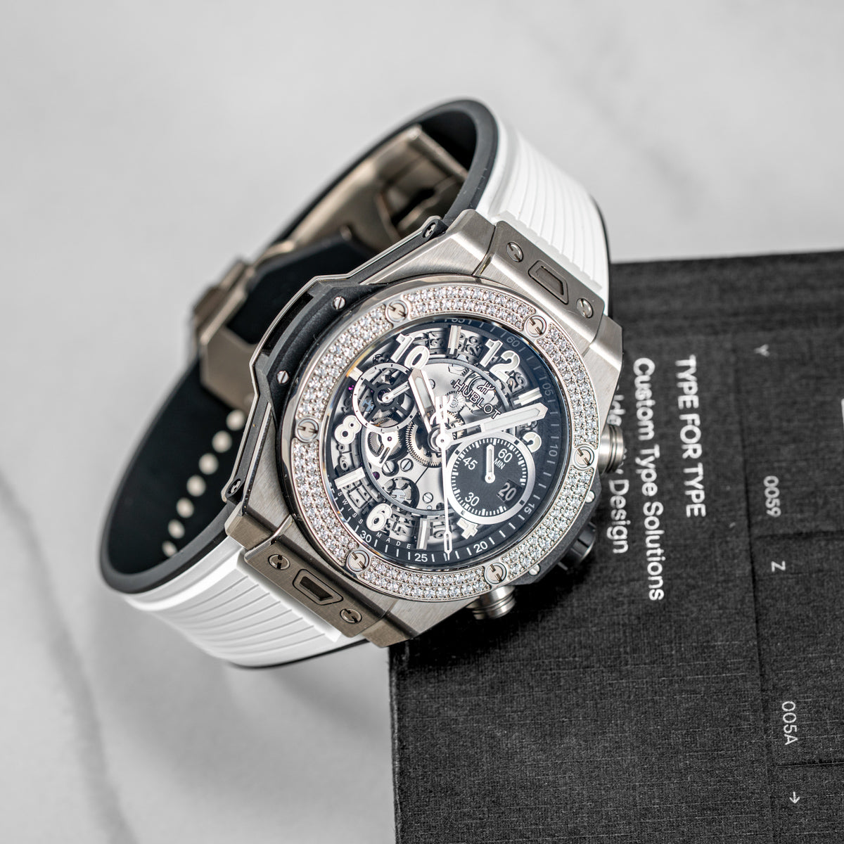 Hublot Big Bang Unico Titanium Pavé 42mm Skeleton Dial Rubber Strap - 441.NX.1171.RX.1104