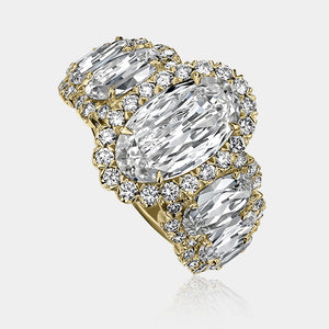 Crisscut Oval Diamond Engagement Ring 18k Yellow Gold- L597C