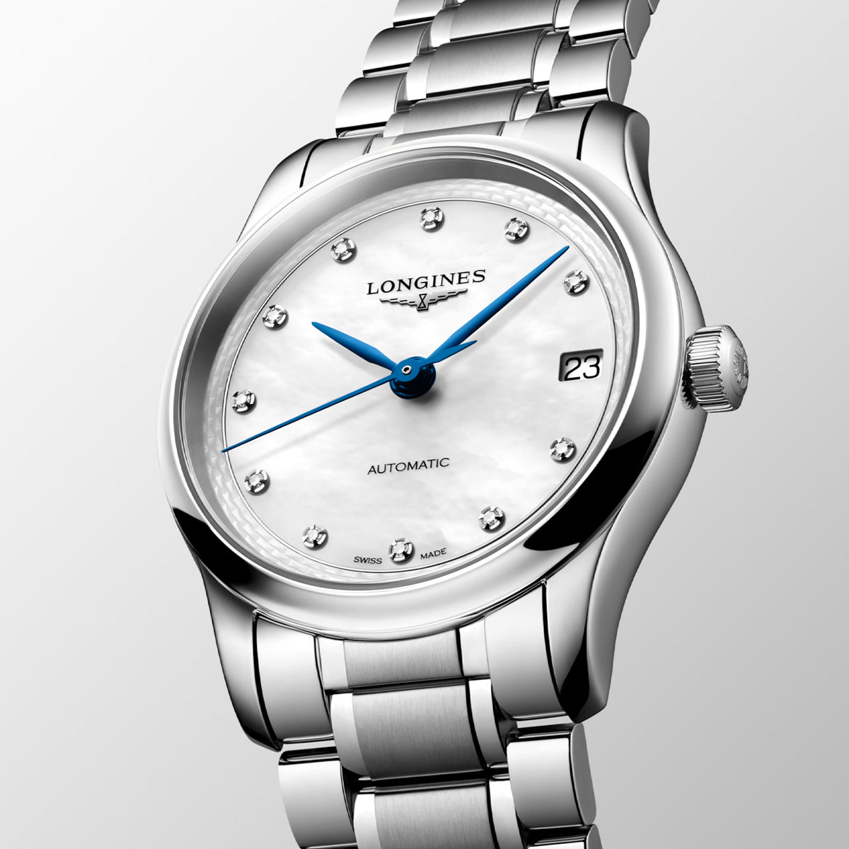 Master Collection 34mm Mother-of-Pearl Diamond Dial Stainless Steel Watch