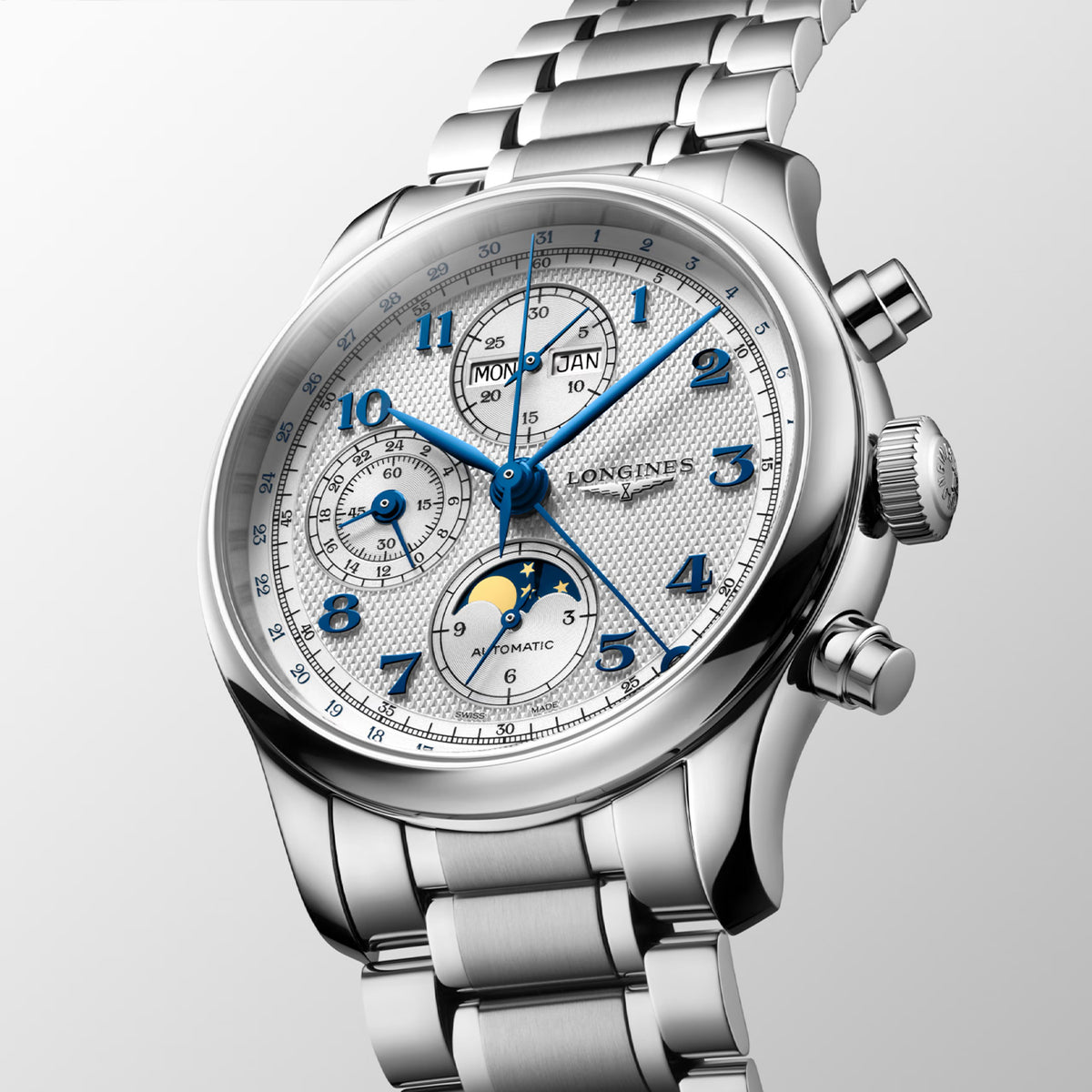 Master Collection Chrono Moonphase 41mm Silver Dial Stainless Steel Watch