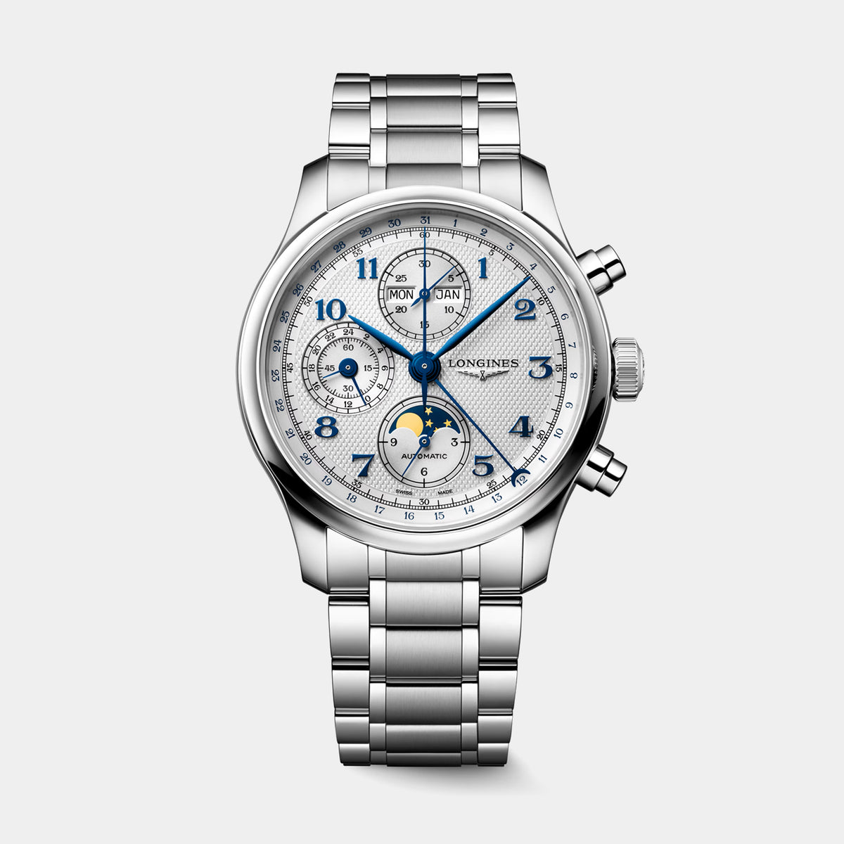 Master Collection Chrono Moonphase 41mm Silver Dial Stainless Steel Watch