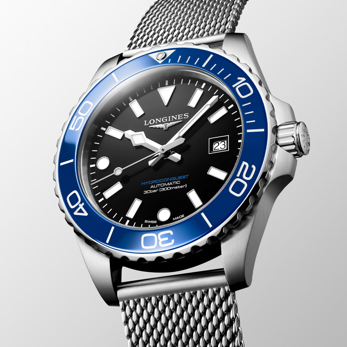 HydroConquest 42mm Black Dial Stainless Steel Watch