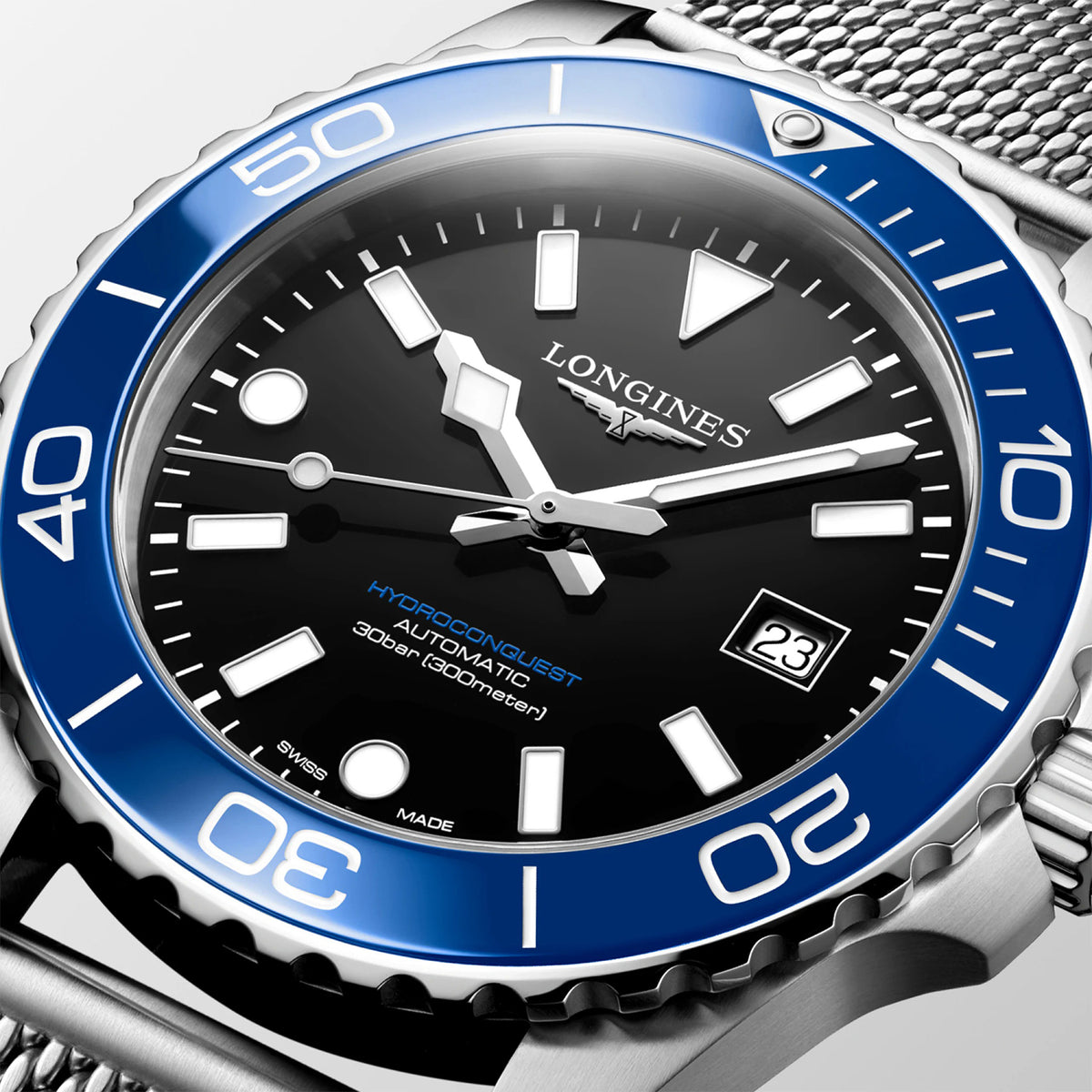 HydroConquest 42mm Black Dial Stainless Steel Watch