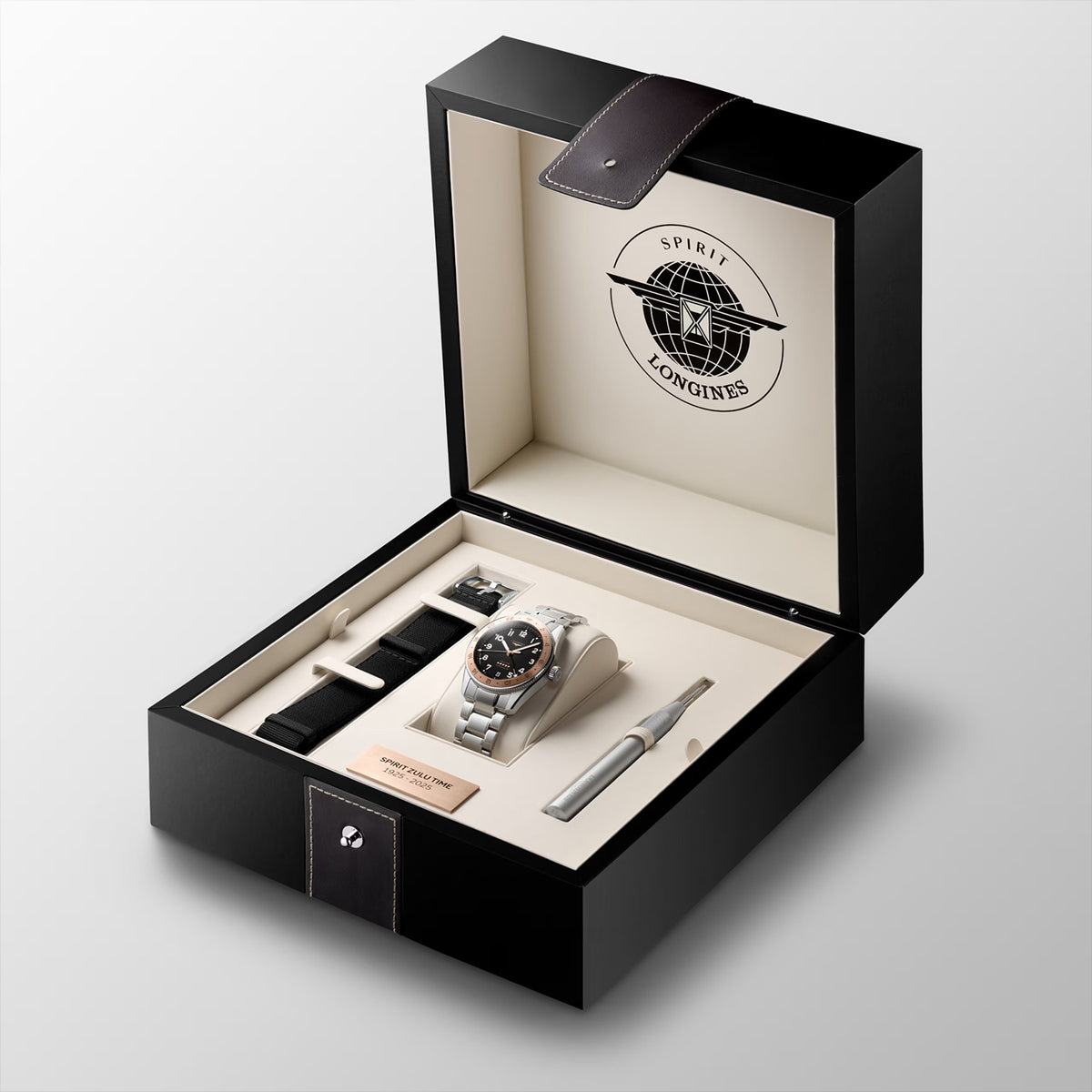 Spirit Zulu Time 1925 39mm Black Dial Steel & 18K Rose Gold Watch