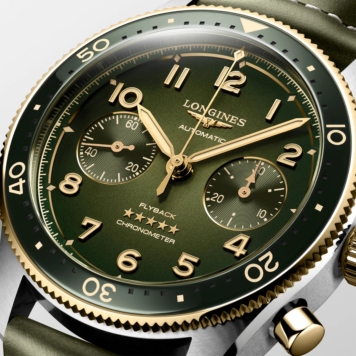 Spirit Flyback 42mm Green Dial Stainless Steel & 18K Yellow Gold Watch