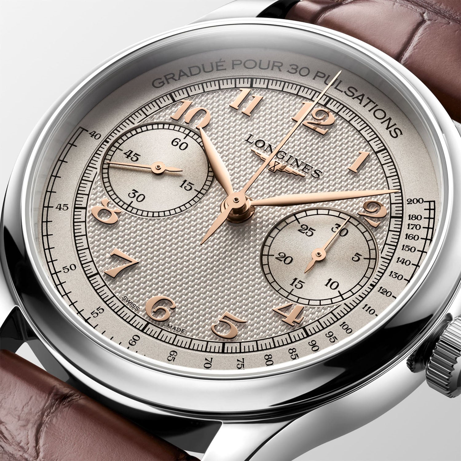 Master Collection Chrono Monopusher 41mm - Ivory Barleycorn Dial on Leather Strap