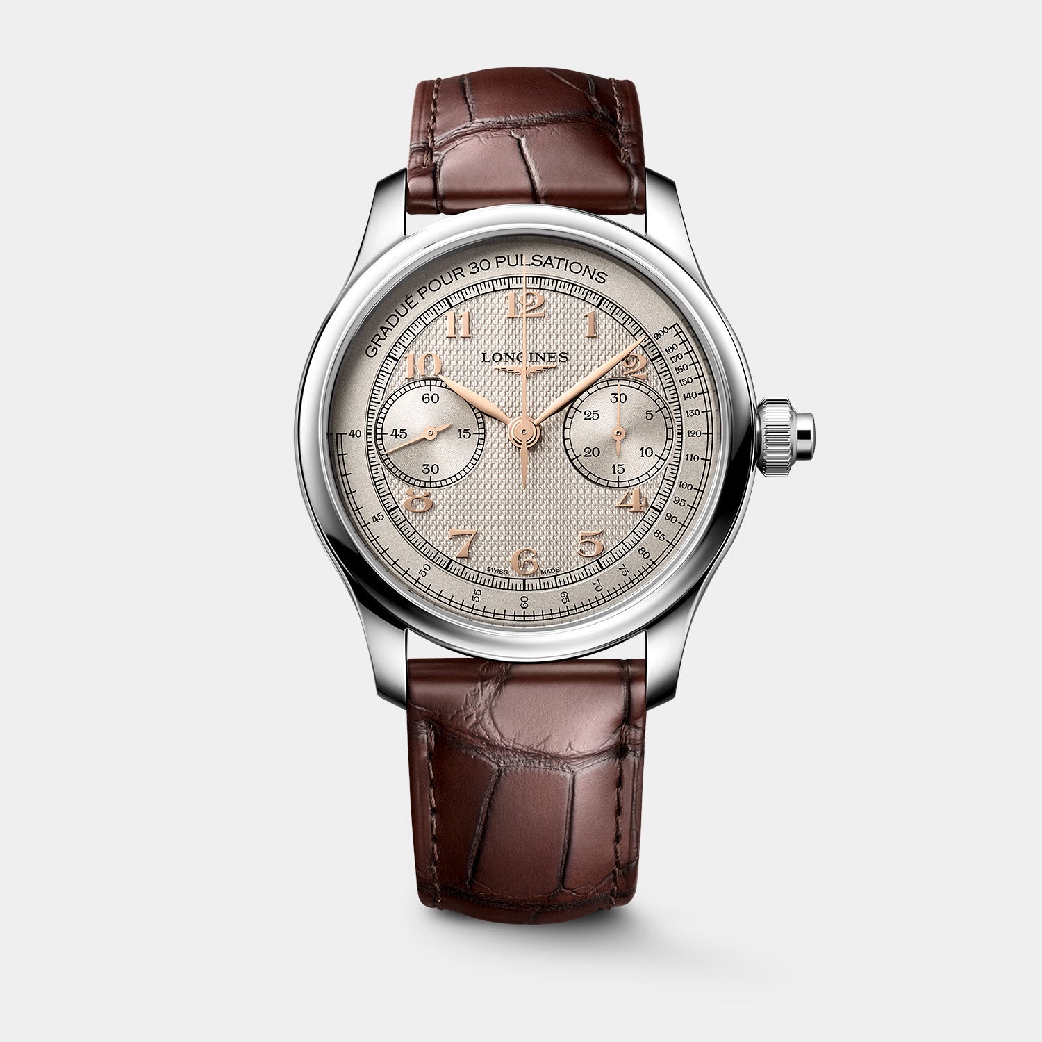 Master Collection Chrono Monopusher 41mm - Ivory Barleycorn Dial on Leather Strap