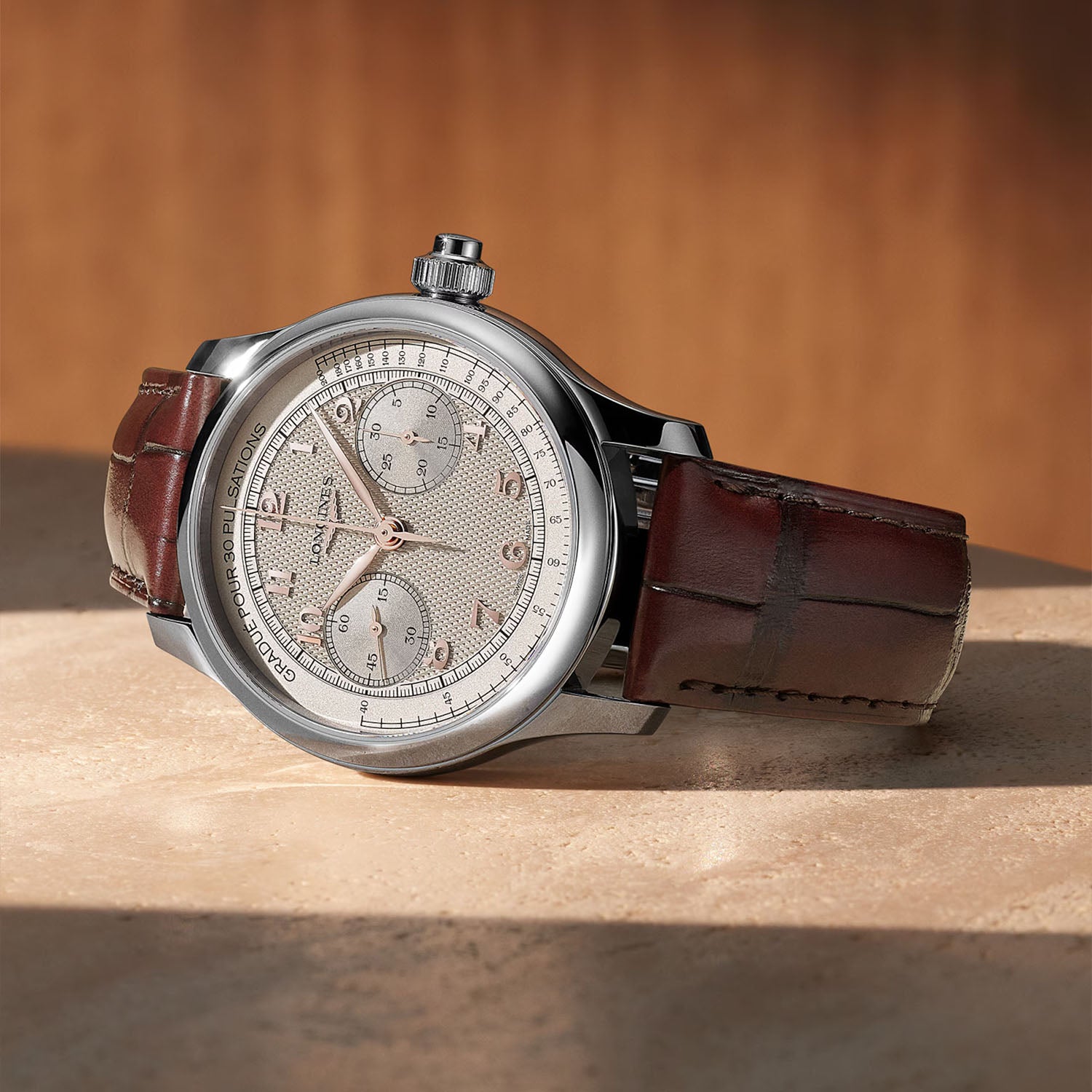 Master Collection Chrono Monopusher 41mm - Ivory Barleycorn Dial on Leather Strap