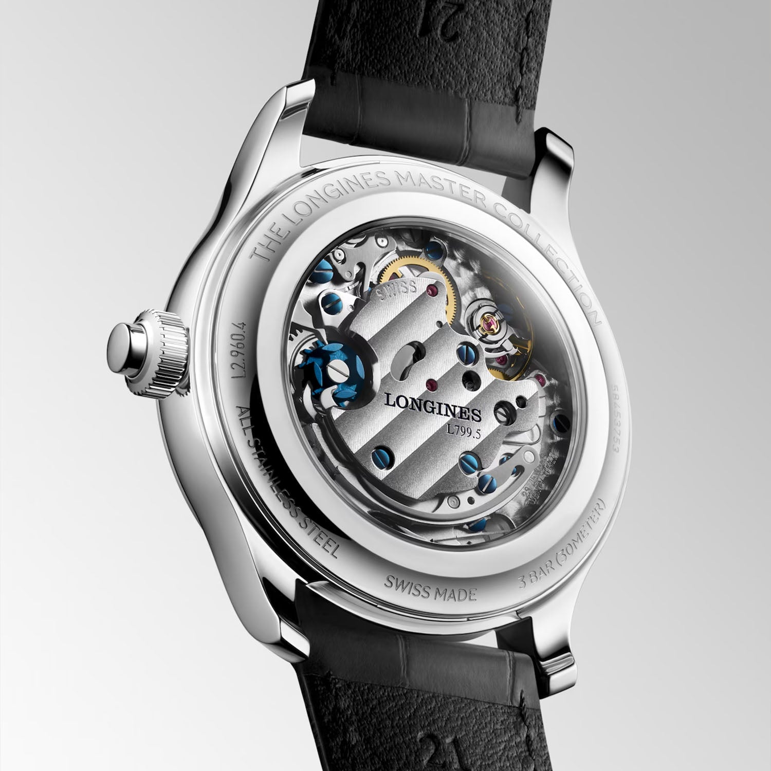 Master Collection Chrono Monopusher 41mm - Frosted Blue Barleycorn Dial on Leather Strap