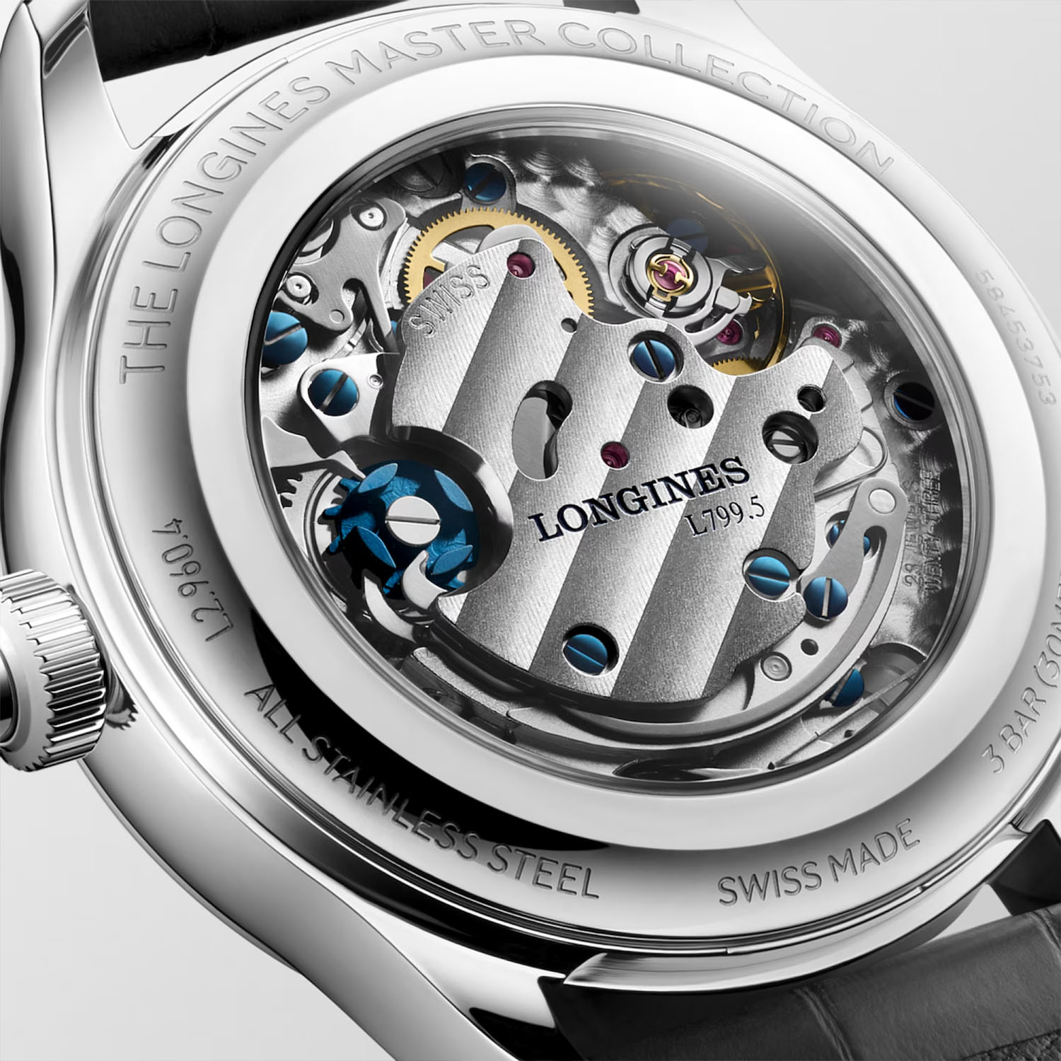 Master Collection Chrono Monopusher 41mm - Frosted Blue Barleycorn Dial on Leather Strap