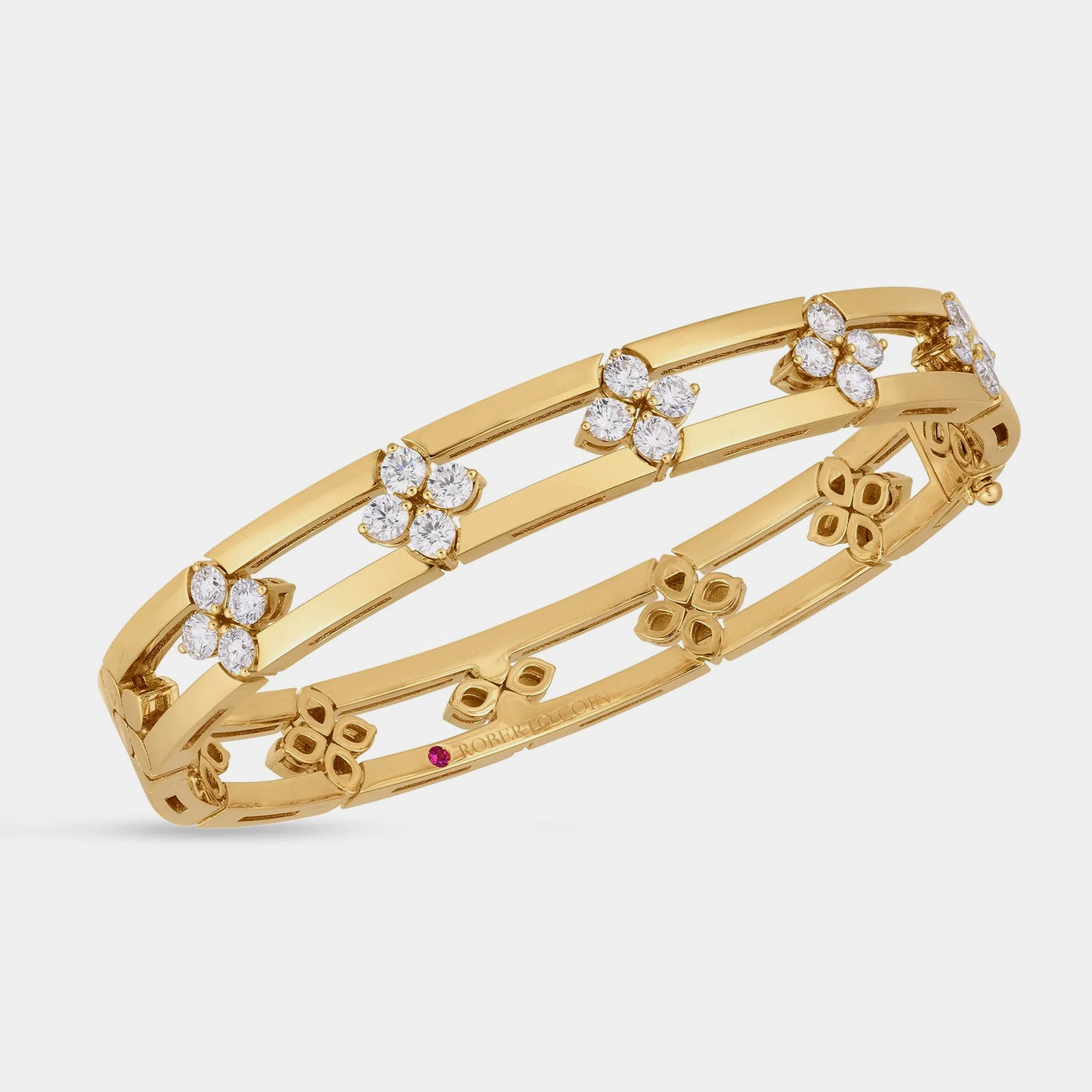 Love in Verona Diamond Open Frame Bangle in Yellow Gold