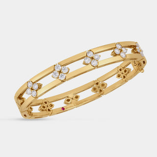 Love in Verona Diamond Open Frame Bangle in Yellow Gold